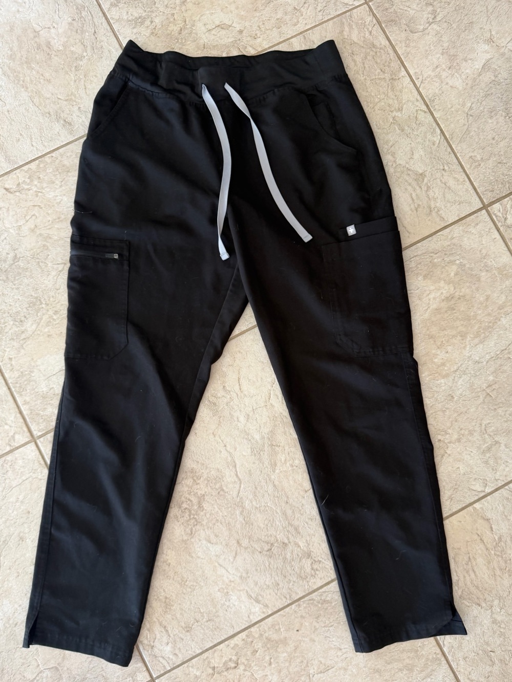 Figs Black Scrub Pants Straight Leg Size M Petite